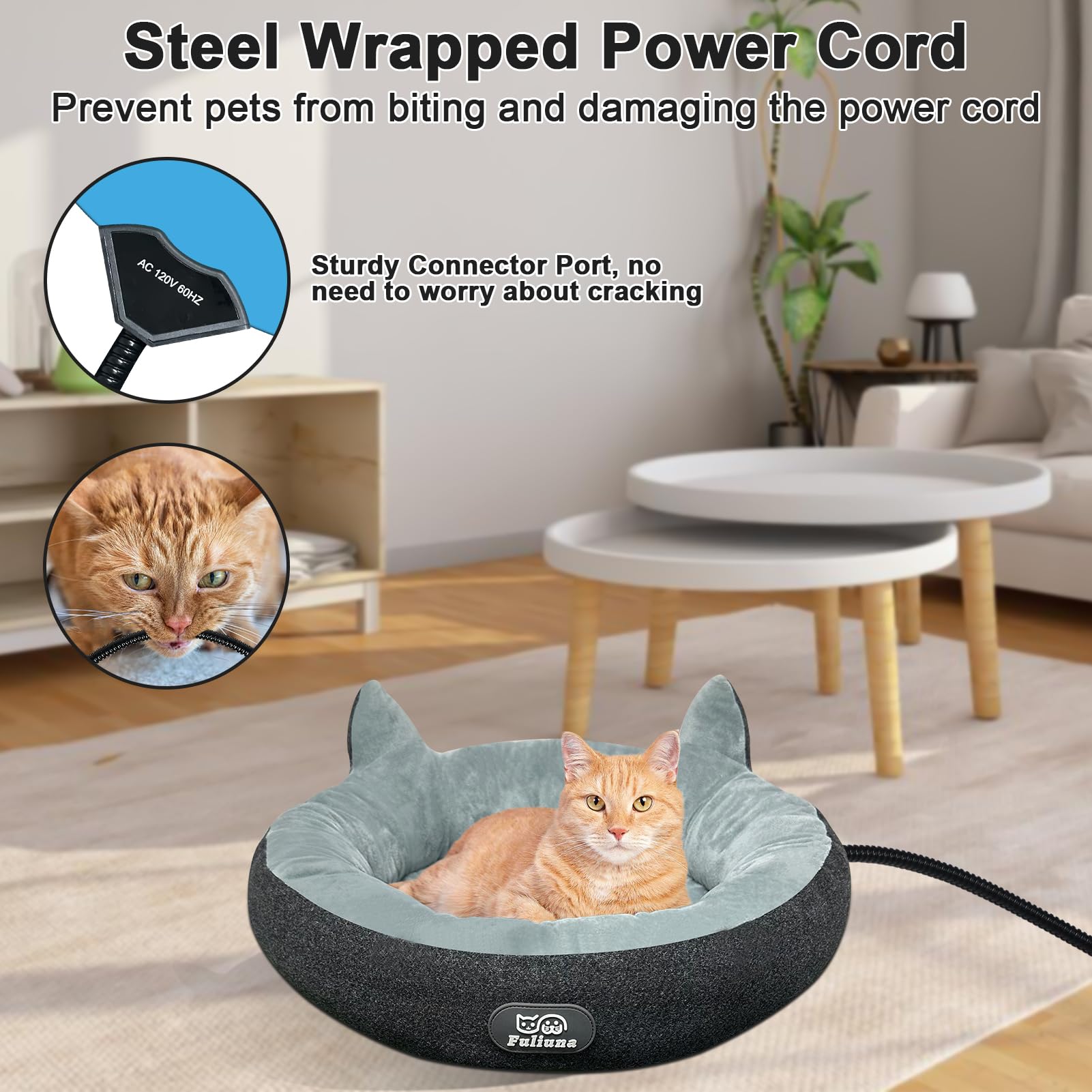 Alpcouts donut bed ear detail showcases cute two-ear design for kitten comfort.