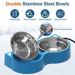 Alpcouts heated cat bowl double-bowls design enables water and food together.