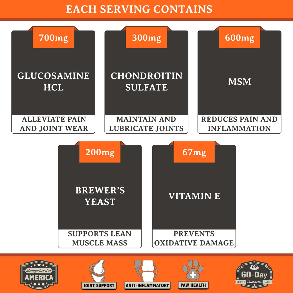 Alpha Dog Nutrition glucosamine-chondroitin-msm powder close-up shows premium joint ingredients