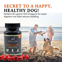 Alpha Dog Nutrition healthy coat and skin visual implying shinier fur and comfort