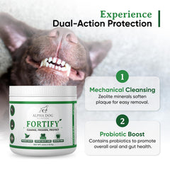 Alpha Dog Nutrition kelp and probiotics icon signals natural support for oral health