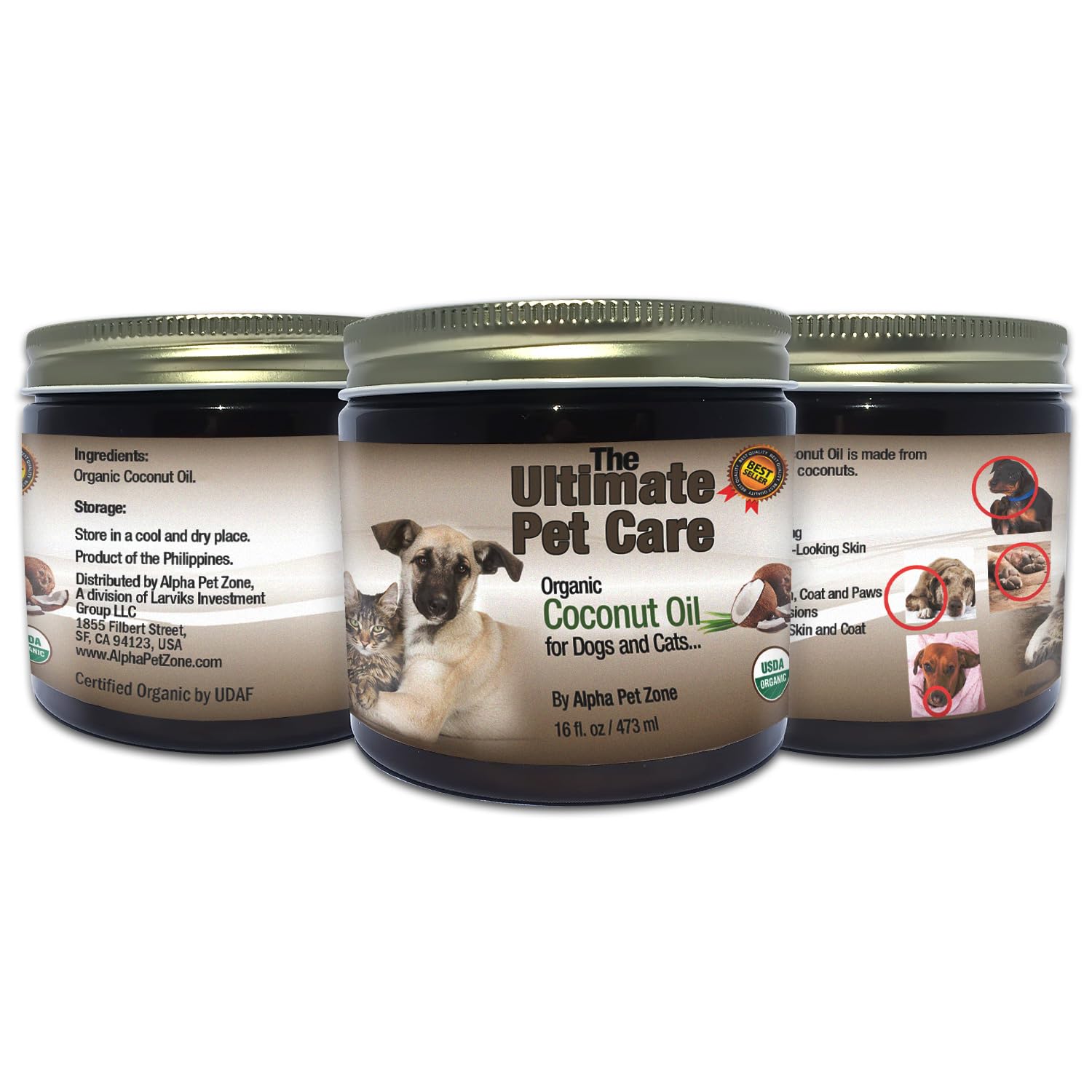 ALPHA PET ZONE coconut oil safe-to-eat formula for edible supplement and skin support