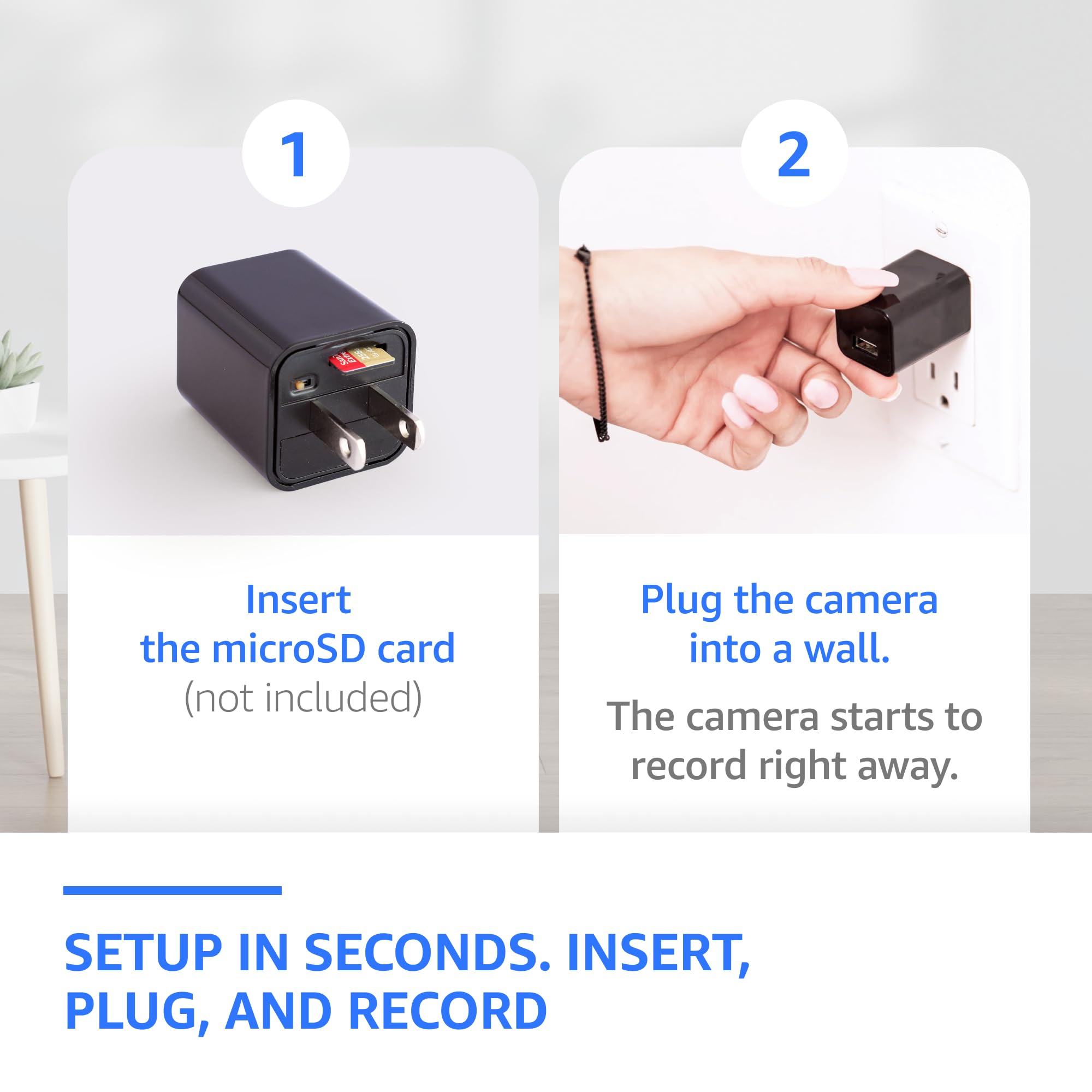 ALPHA TECH Plug-in Indoor Camera night vision showing clear low-light footage