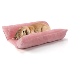 Alphatool Soft Bunny Bed pink front view highlights plush cushioning for small pets