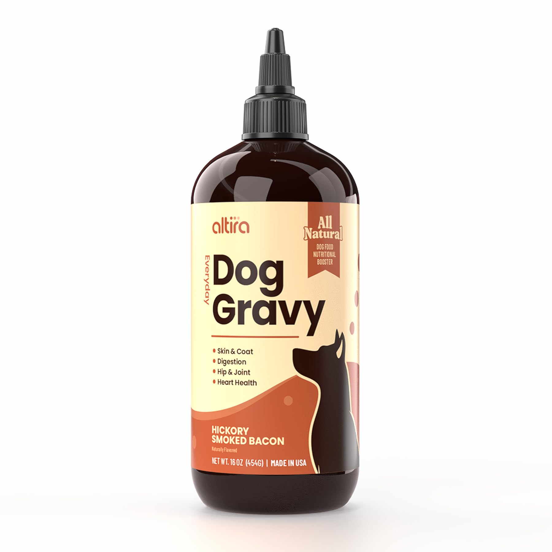 Altira Everyday Dog Gravy bottle pour shows a quick meal topper action.