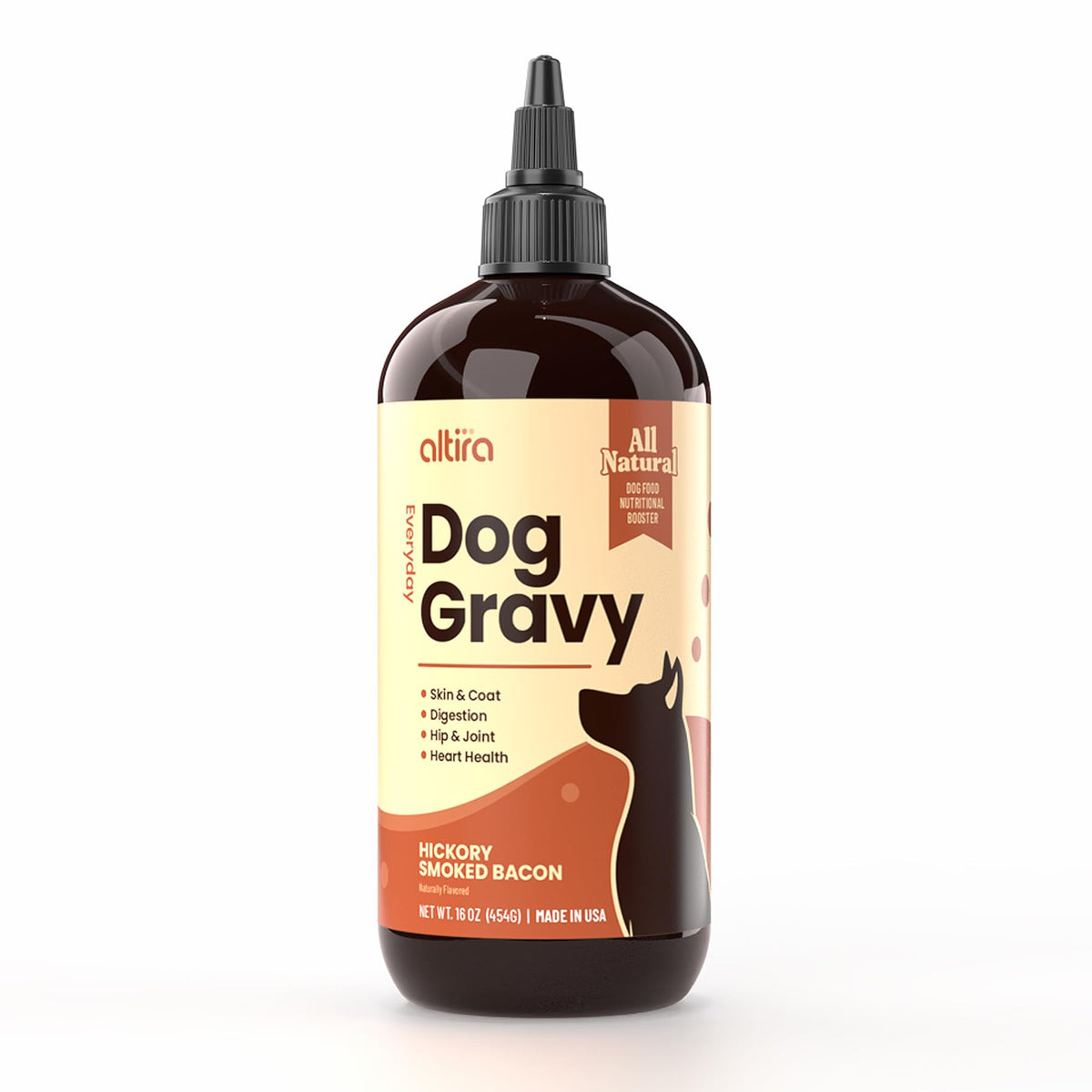 Altira Everyday Dog Gravy bottle pour shows a quick meal topper action.