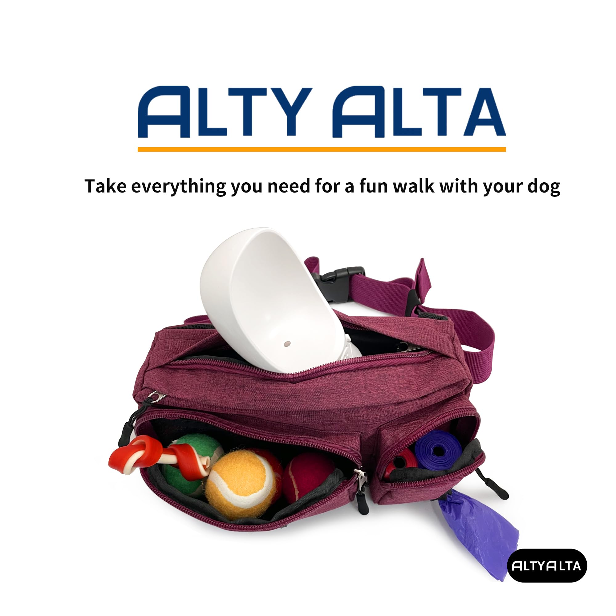 ALTYALTA EZ Dog Walking Fanny Pack side hooks keep leash secure for hands-free walking.