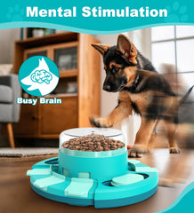 Aluckmao dog puzzle toy in use encouraging concentration during meals