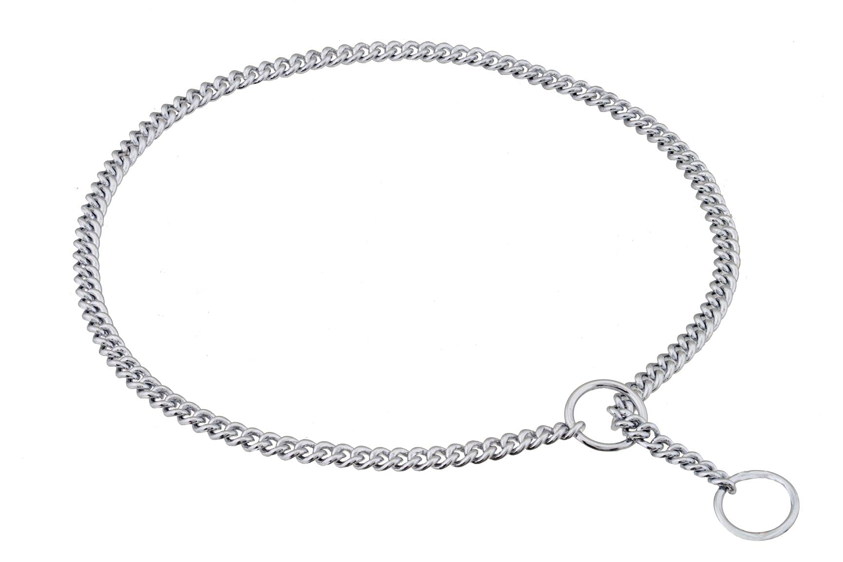Alvalley metal chain dog show collar chrome—18in long for formal events
