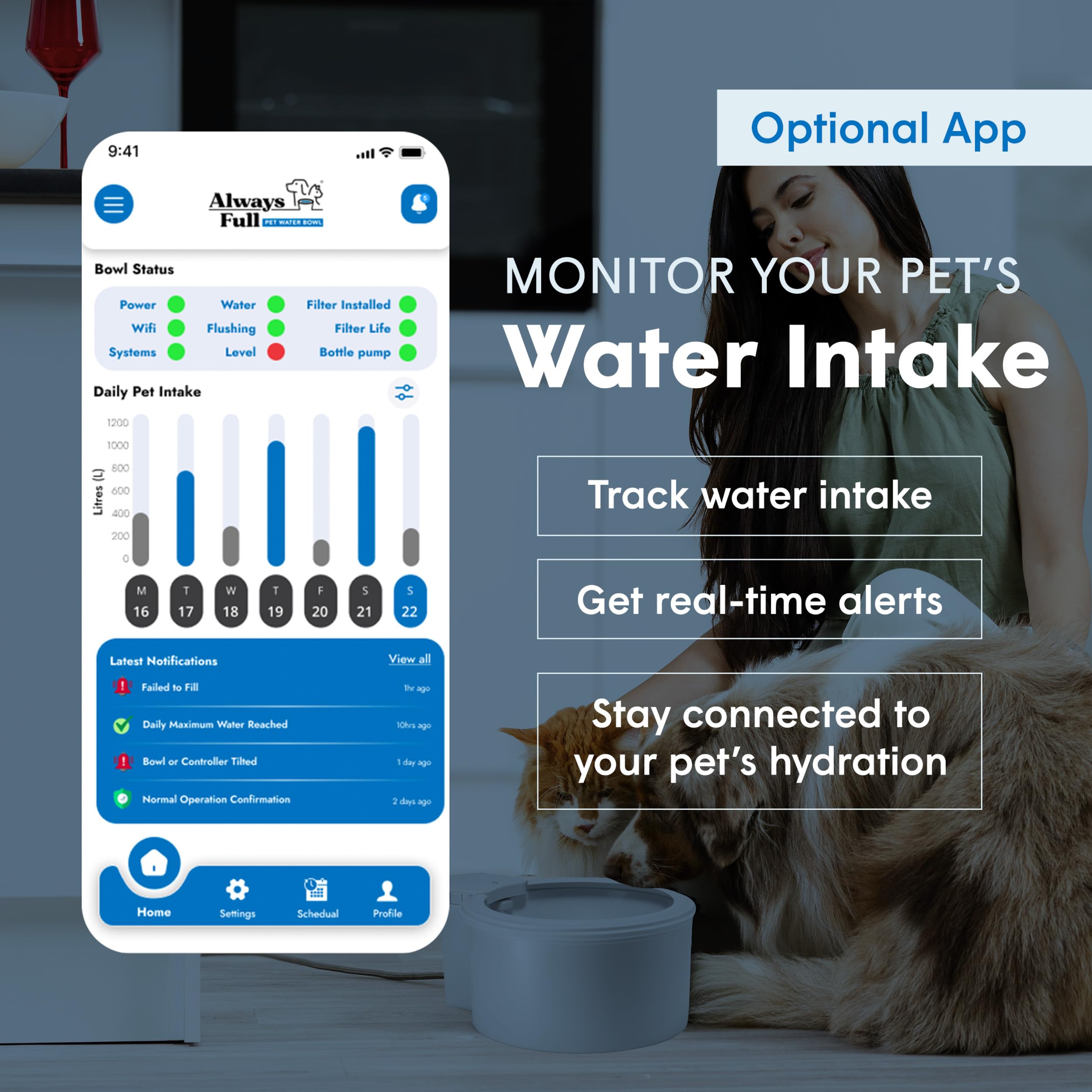 Always Full replaceable carbon filter keeps water tasting fresh