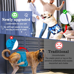 ALWZ-RDY dog wrap on a puppy highlighting secure hook-and-loop closure for adjustable fit