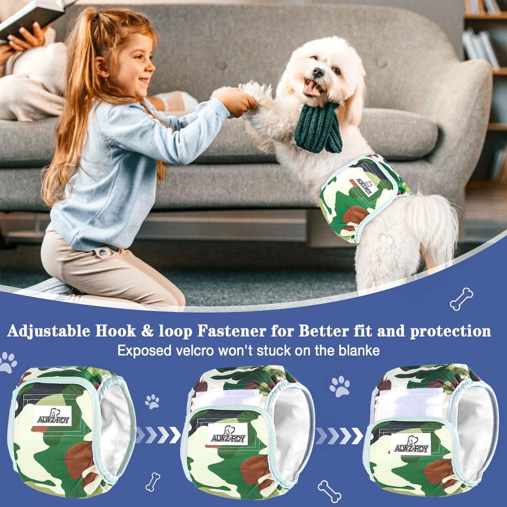 ALWZ-RDY belly band shows absorbent inner pads and a waterproof outer layer for protection
