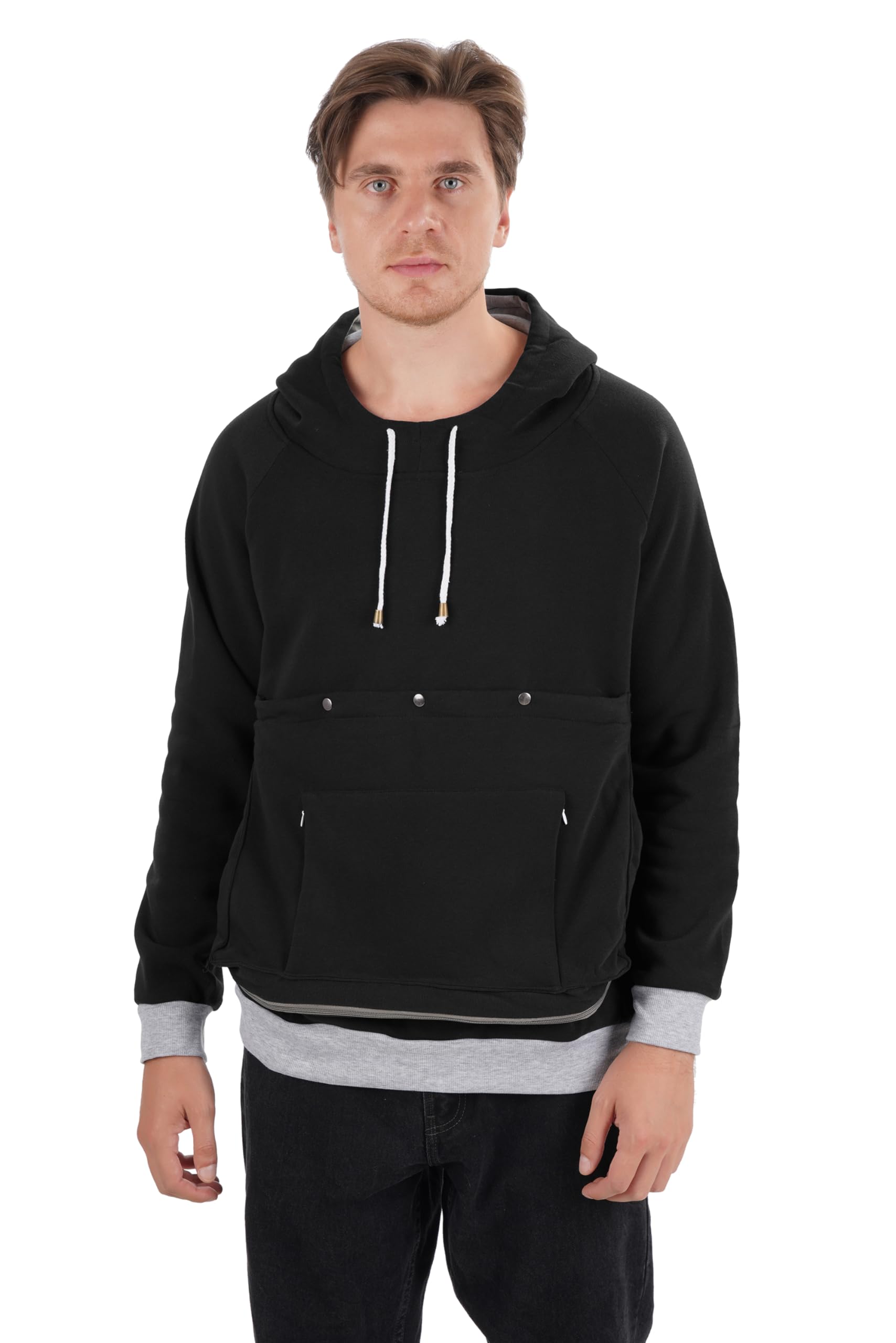 ALYC Carrier Hoodie close-up in soft fleece highlights warmth and cozy comfort for wearer and pet