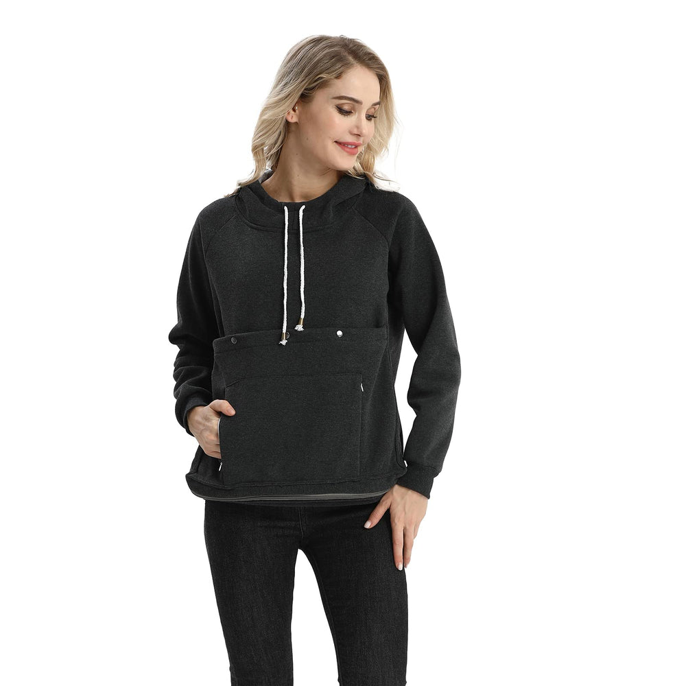 ALYC Model wearing hoodie shows lounging and errands with pet within reach
