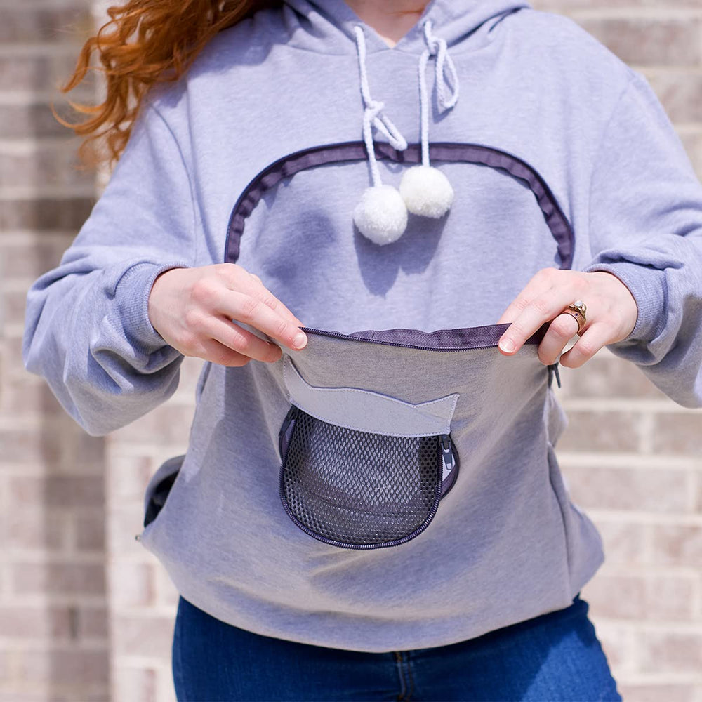 ALYC Pet Carrier Hoodie with airmesh window lets pet peek out safely.