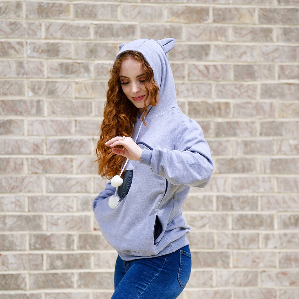 ALYC Pet Carrier Hoodie pom-poms draw strings provide easy grip and charm.