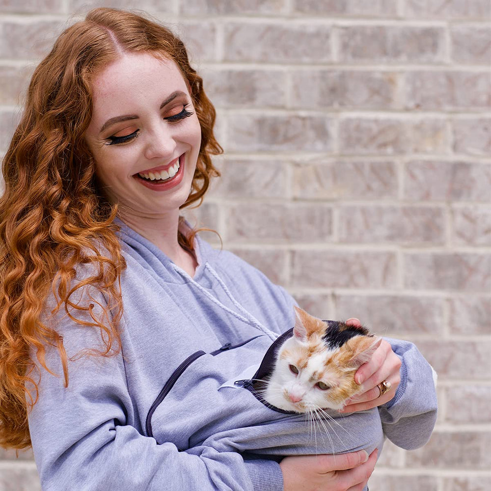 ALYC Pet Carrier Hoodie side pocket keeps hands warm while carrying your pet.