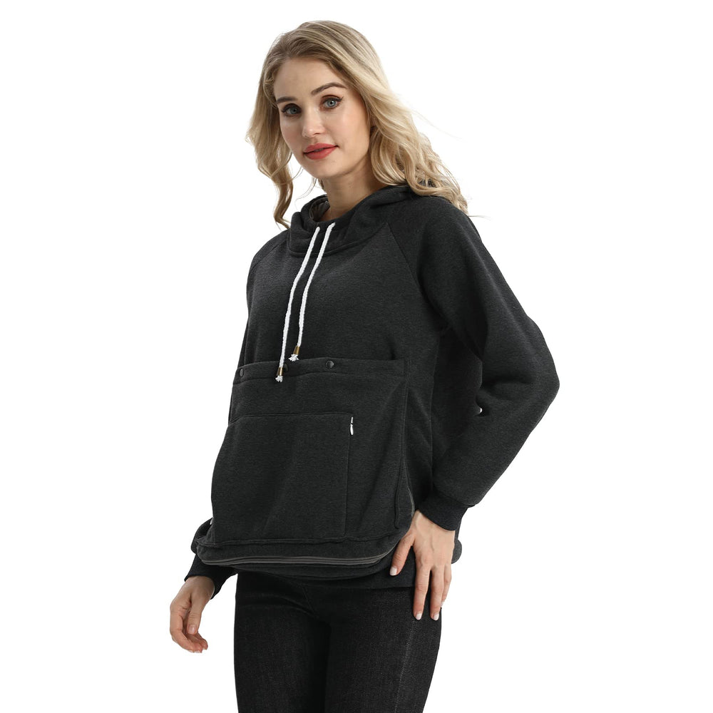 ALYC Pet Pouch Sweatshirt inside view shows removable liner for easy cleaning