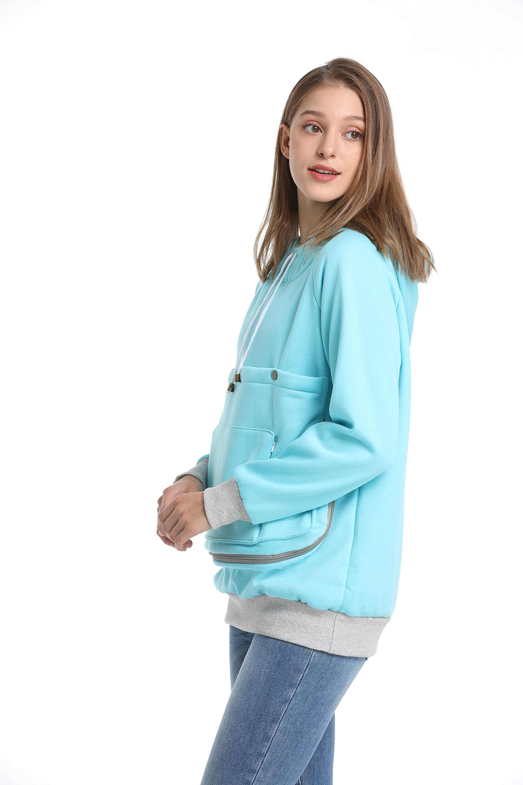 ALYC Unisex Hoodie blue XXL demonstrates versatile sizing for pets and owners
