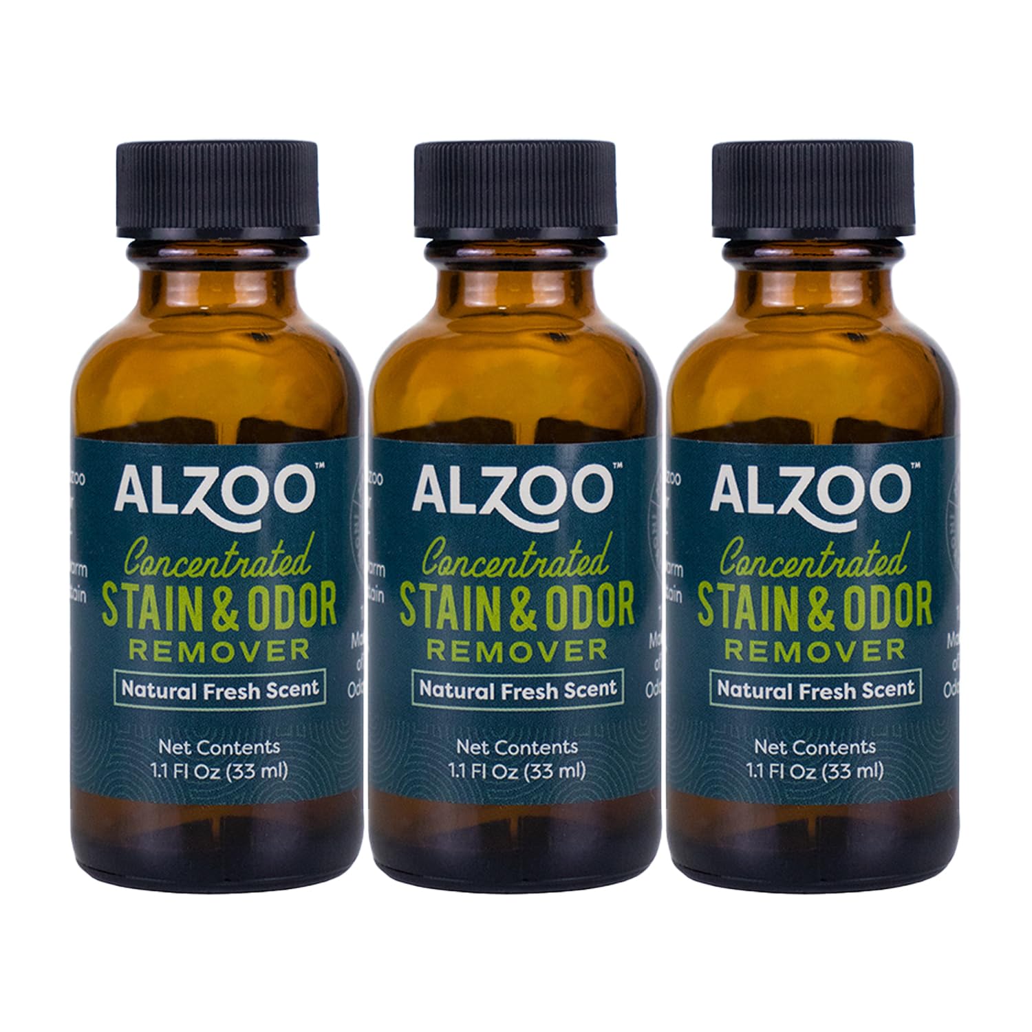 ALZOO refill bottles show compact, eco-friendly packaging for easy storage.