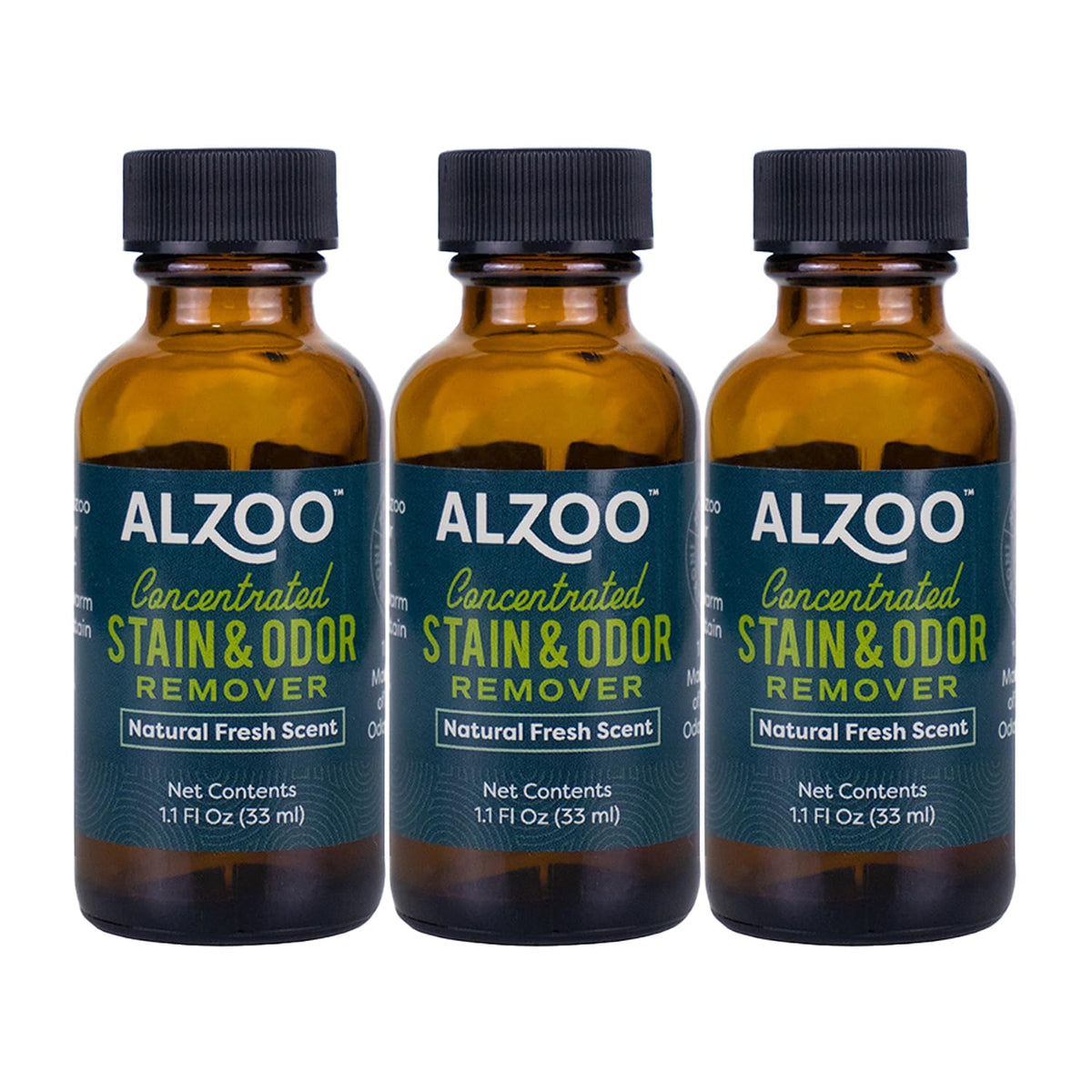 ALZOO refill bottles show compact, eco-friendly packaging for easy storage.