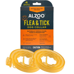 ALZOO natural flea & tick dog collar closeup shows plant-based protection for outdoors