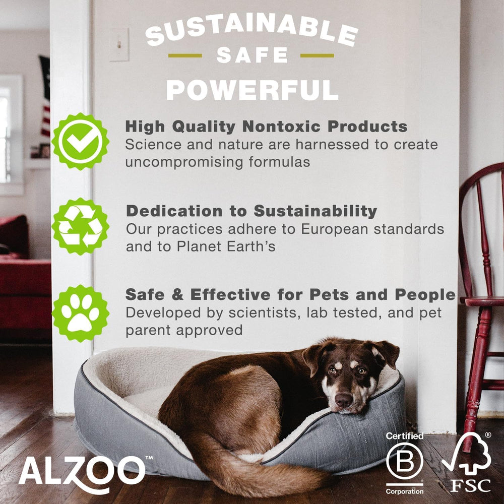 ALZOO ingredient visuals highlight cedarwood and peppermint oils for natural protection