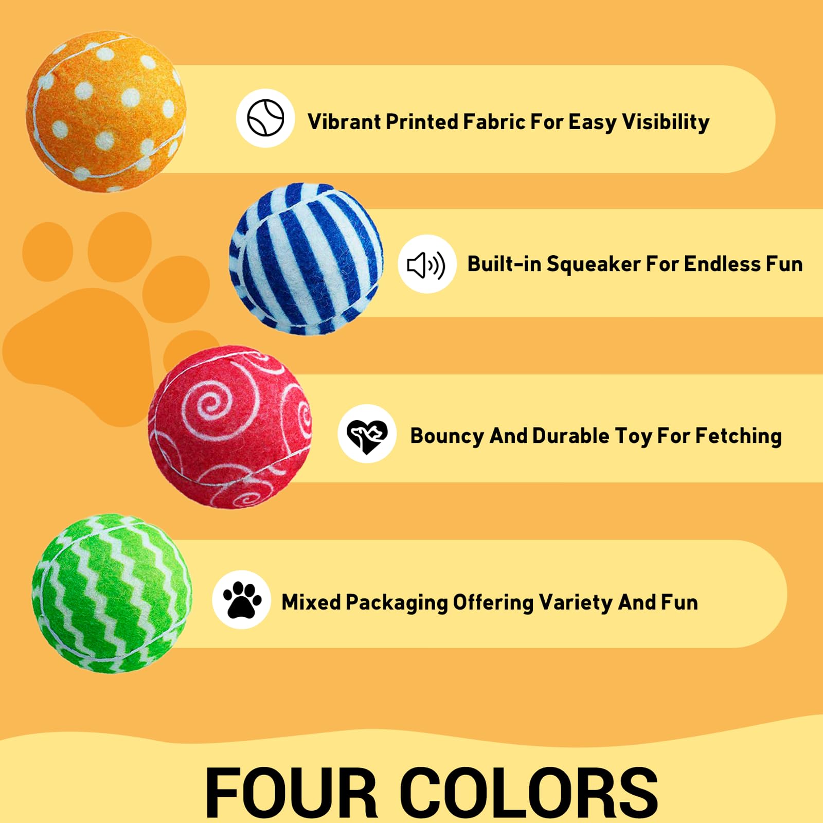AMA SPORT Squeaky Tennis Balls puppy-play visuals help quick locating after outdoor games.