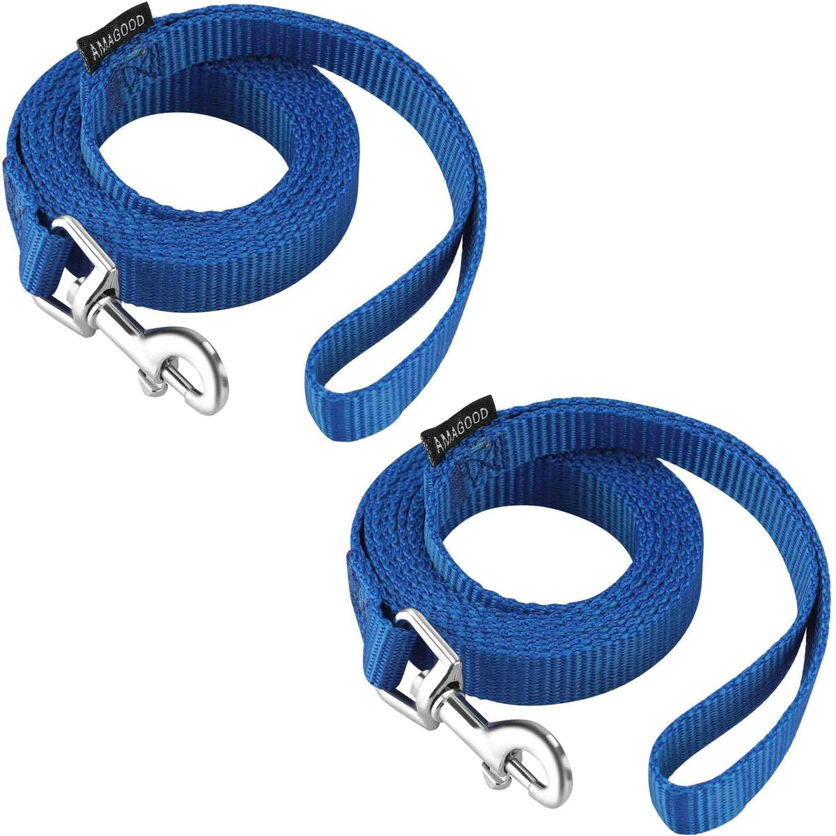 AMAGOOD 6ft blue dog leash pack-2 with easy clip and durable stitching