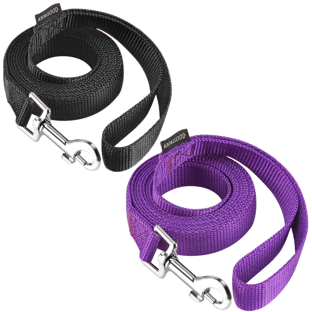 AMAGOOD 6ft dog leash pack in black shows durable design for daily walks.