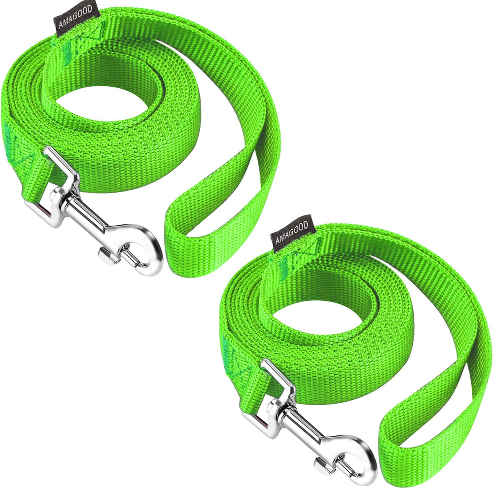 AMAGOOD 6ft dog leash set in green with secure nickel-plated clip for durable daily walks.