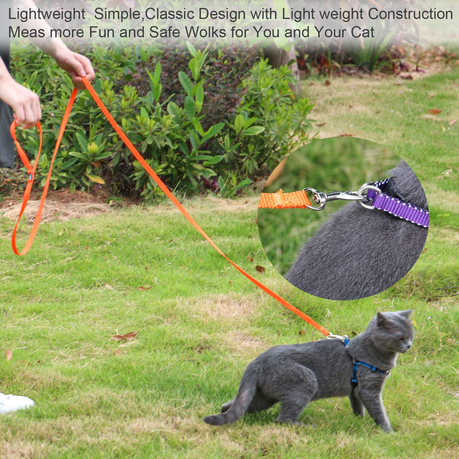 AMAGOOD two-tone black and orange leash set improves visibility during dusk strolls