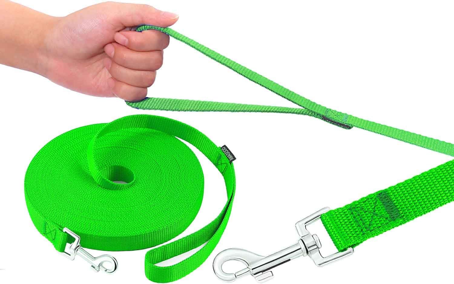 AMAGOOD recall-training leash 50ft supports safe recall practice outdoors.