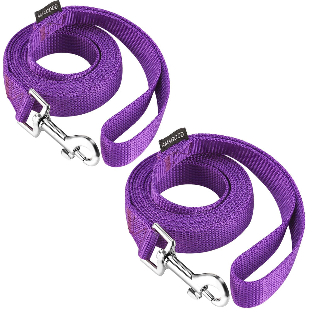 AMAGOOD dog leashes pack purple 6ft highlights durable traditional design for secure, comfortable walks.