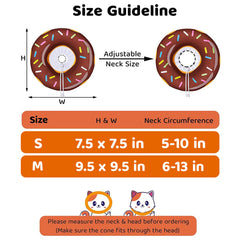 Amakunft adjustable cat cone donut on cat shows flexible neck fit from 5 to 10 inches.