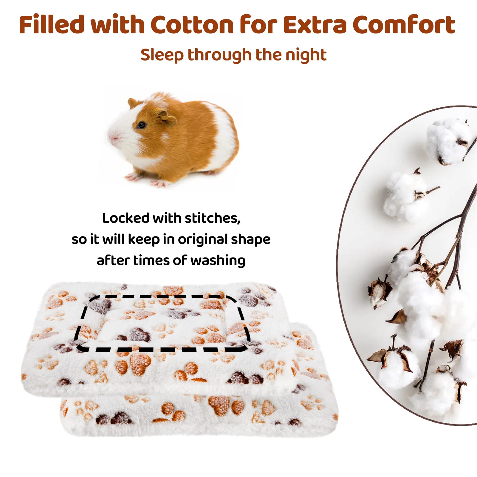 Amakunft Guinea Pig Bed Mat Washable image emphasizes machine-wash efficiency.