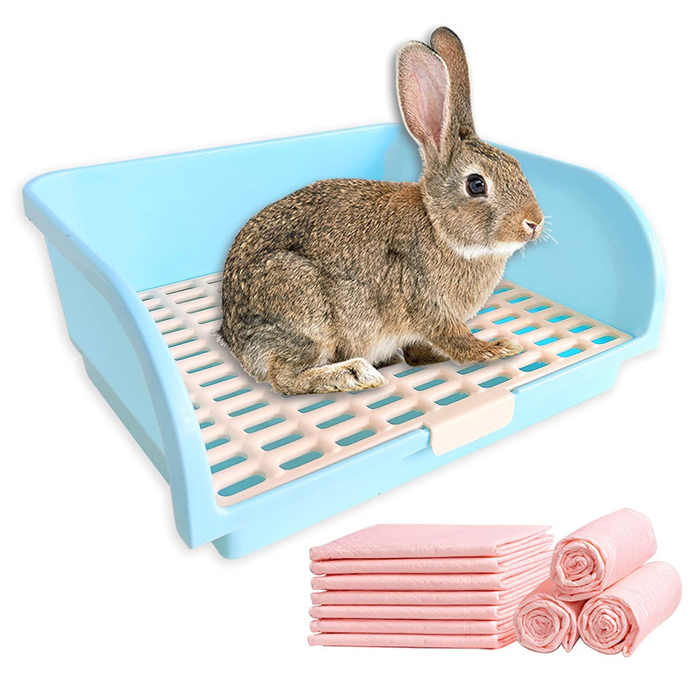 Amakunft large rabbit litter box front view shows spacious design for cage setup and training.