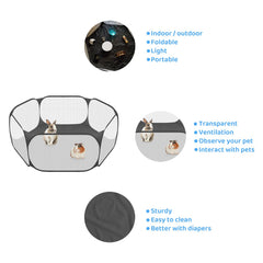 Amakunft small animal playpen breathable mesh for easy watching and ventilation.
