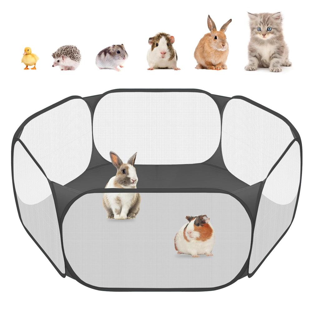 Amakunft small animal playpen pop-up frame ready for quick outdoor setup.
