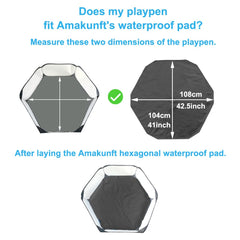 Amakunft waterproof hexagon playpen mat double-sided waterproof surface keeps liquids on top.