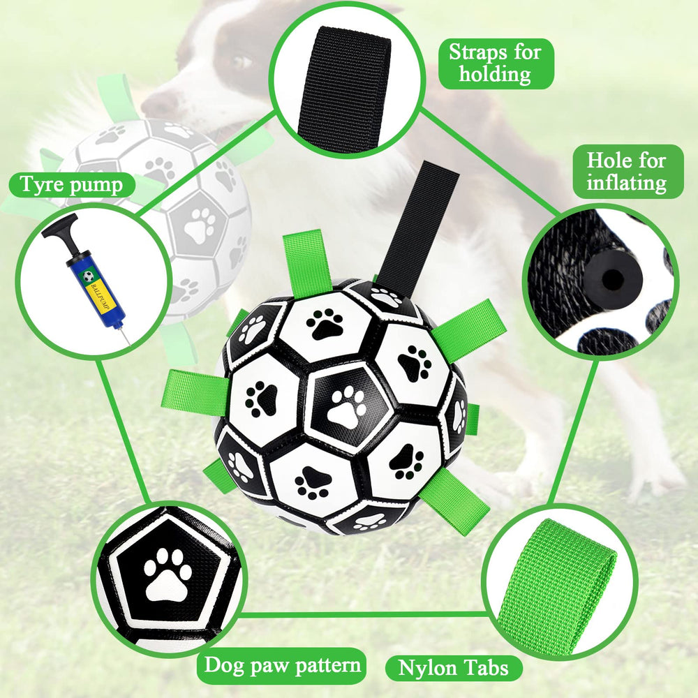 Amasiver dog soccer ball toy aids training through engaging sensory cues.