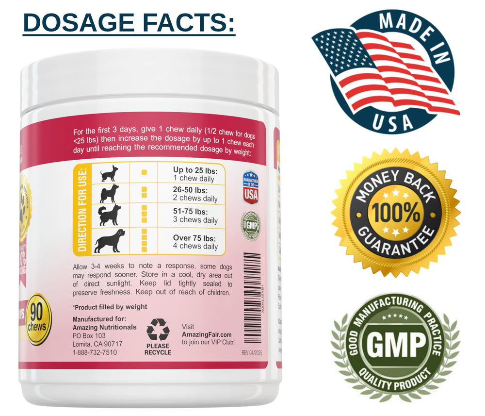Amazing Cranberry for Dogs third-party testing badge confirming purity.