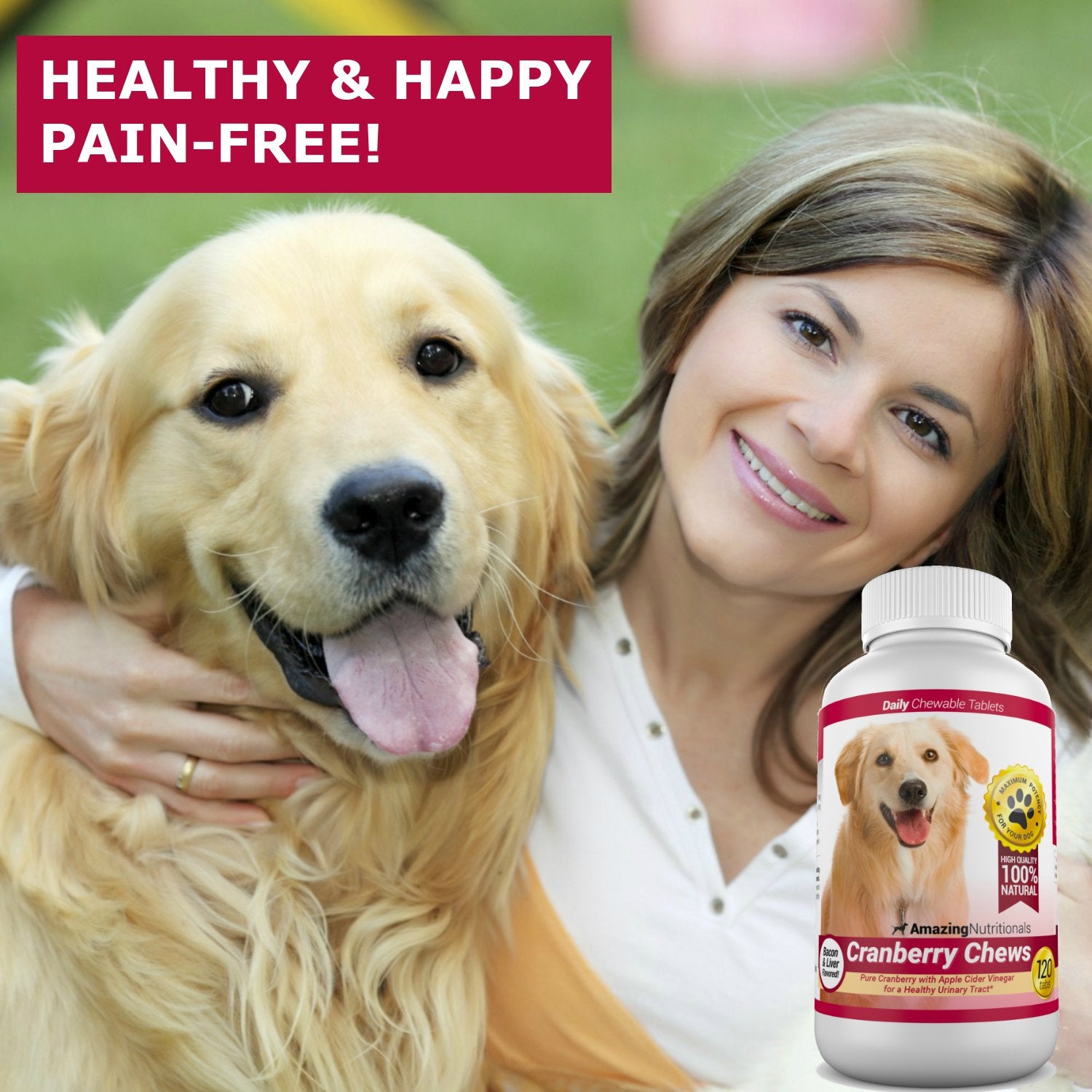 Amazing Cranberry for Dogs chews on hand highlighting tasty urinary health support