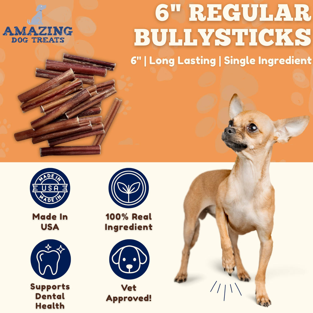 Amazing Dog Treats 6inch bully-stick-25-count-bulk offers bulk training reward option.