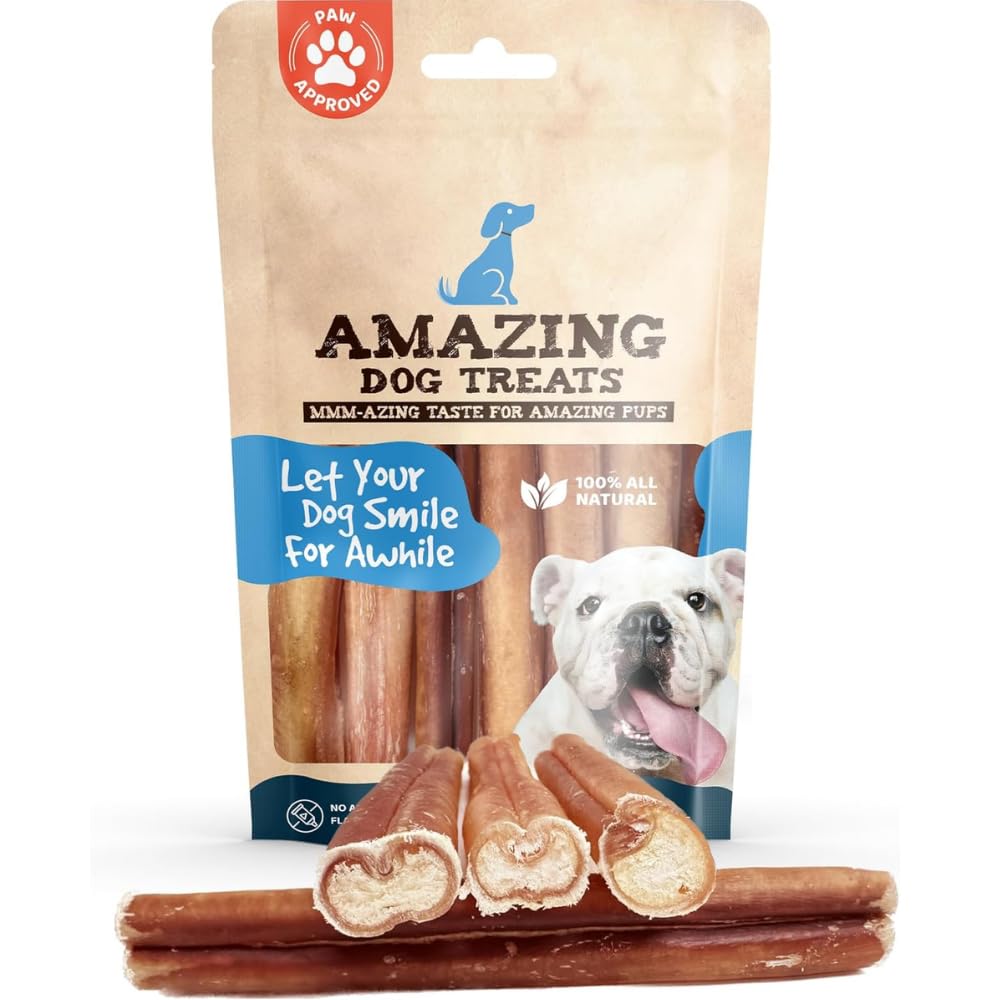 Amazing Dog Treats 6-inch extra-thick bully sticks bulk pack for strong chewers.