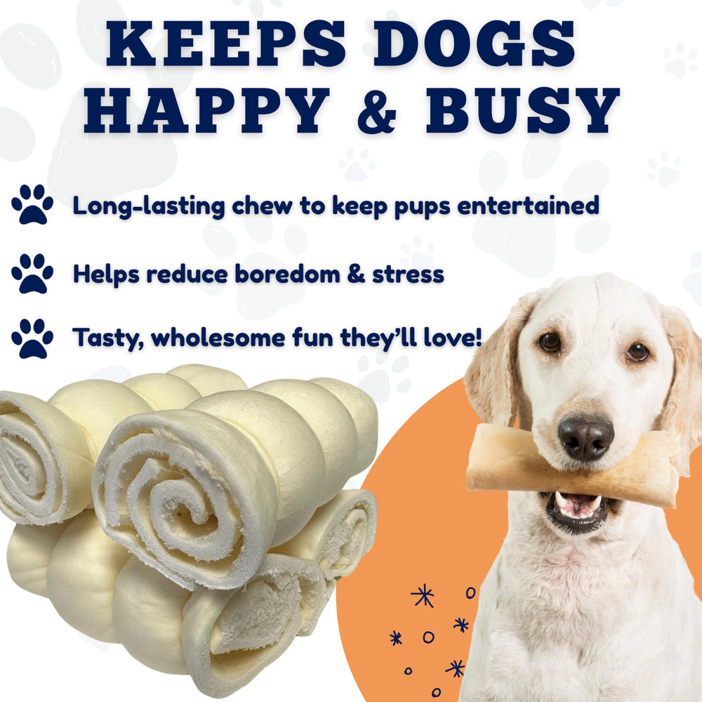 Amazing Dog Treats beef cheek rolls long-lasting snack time for dogs.