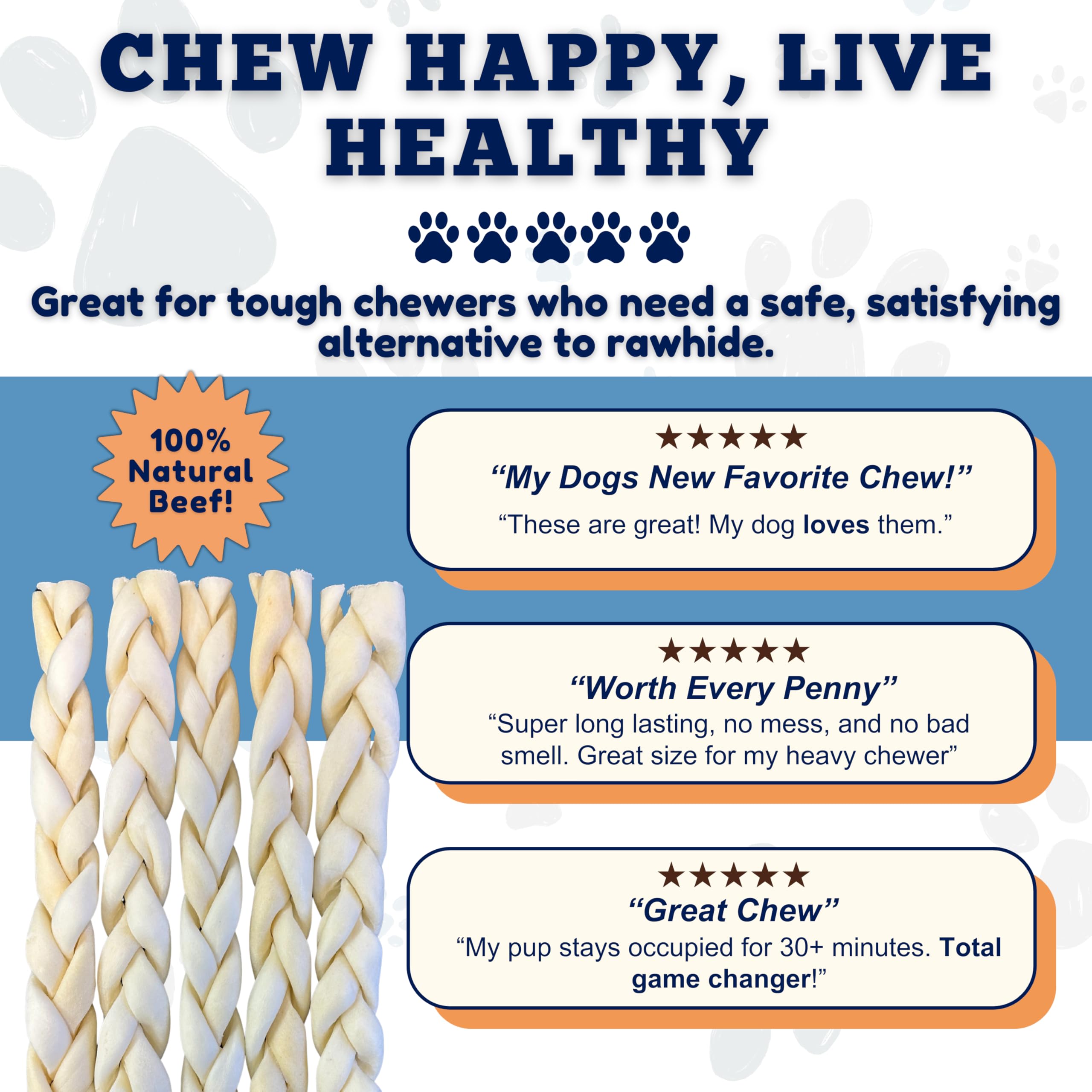Amazing Dog Treats beef cheek skin chews paw-approved option for dogs of all sizes.