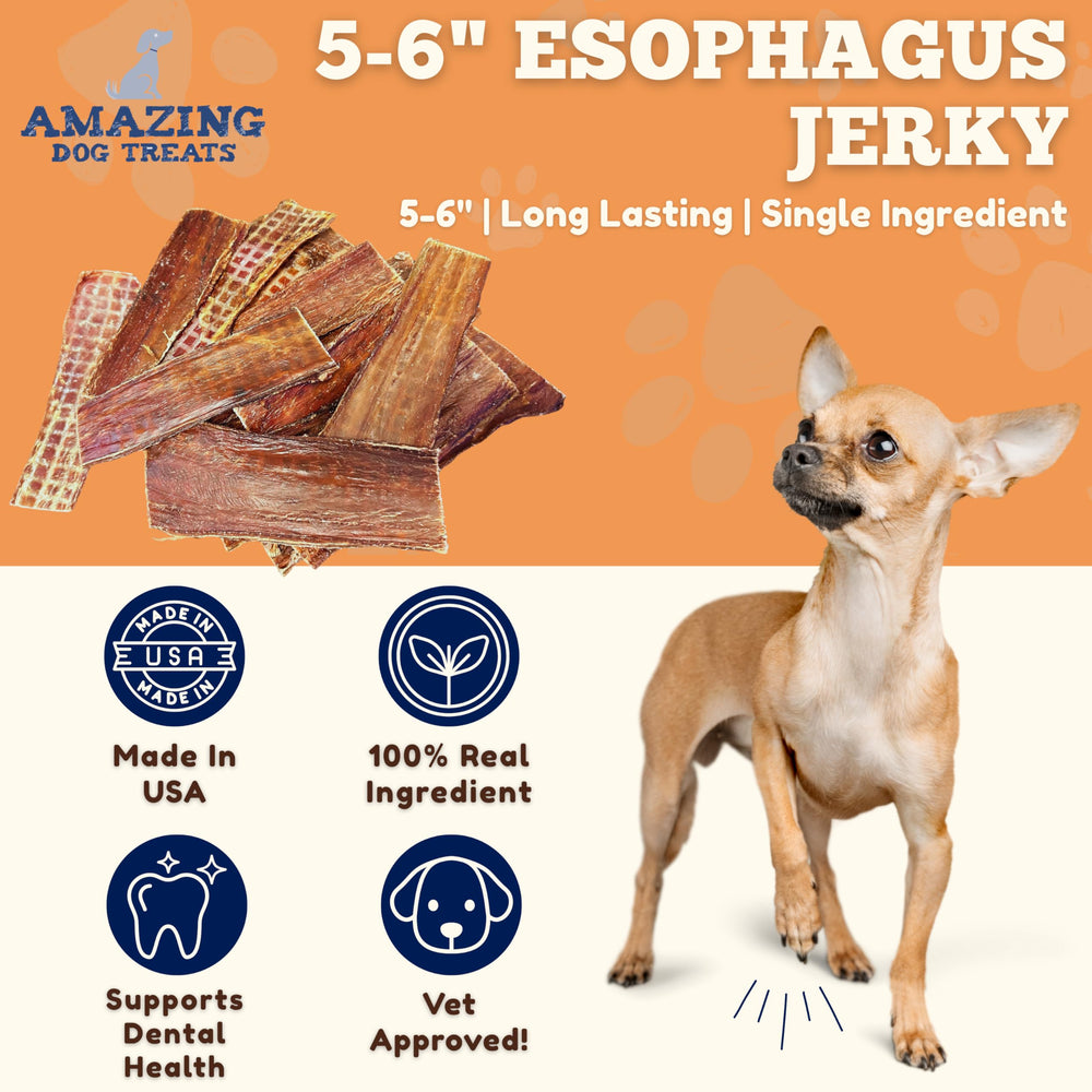 Amazing Dog Treats beef gullet chews closeup emphasizes natural texture for mindful chewing.