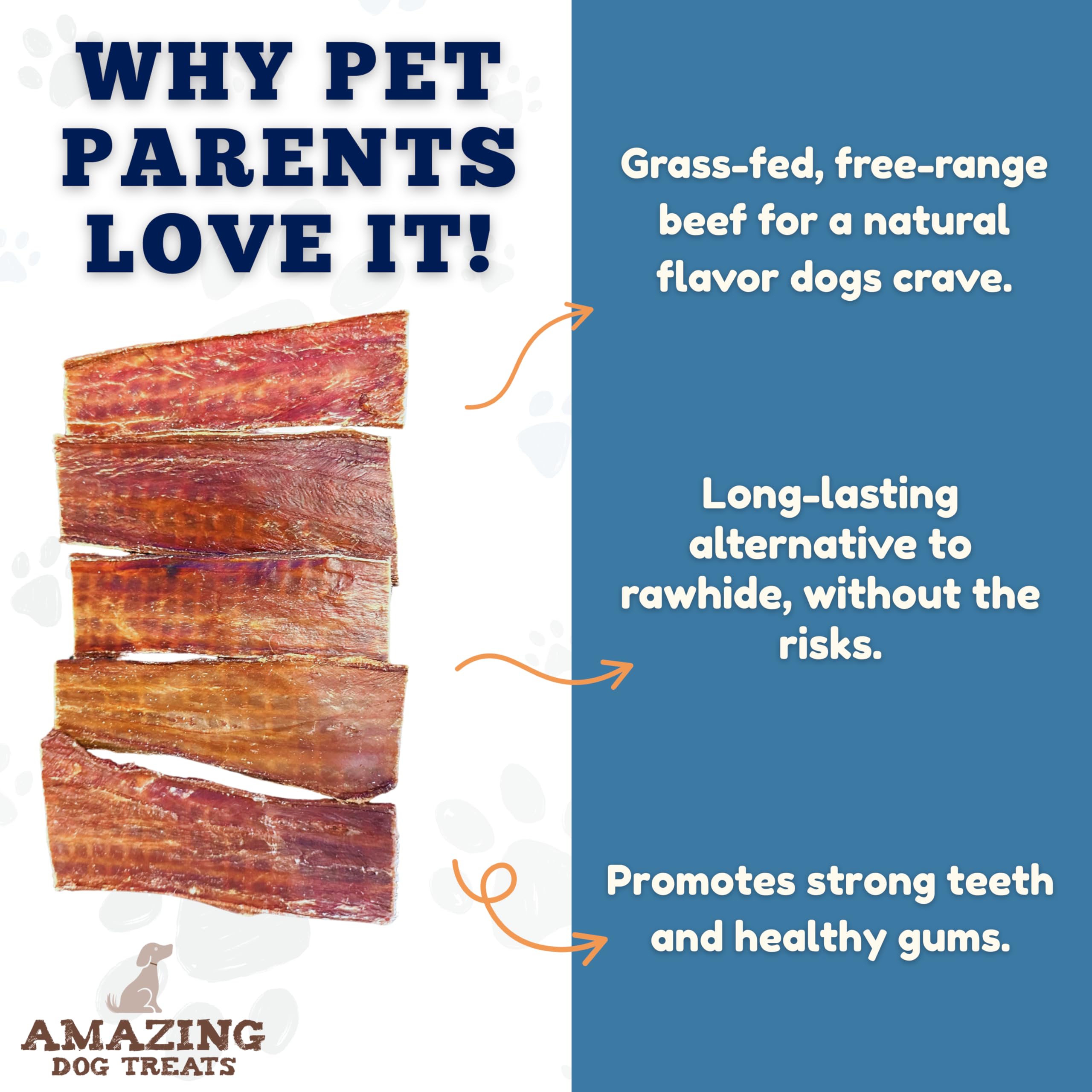Amazing Dog Treats beef gullet raw-appearance highlights single-ingredient, sustainable sourcing.