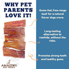 Amazing Dog Treats beef gullet raw-appearance highlights single-ingredient, sustainable sourcing.